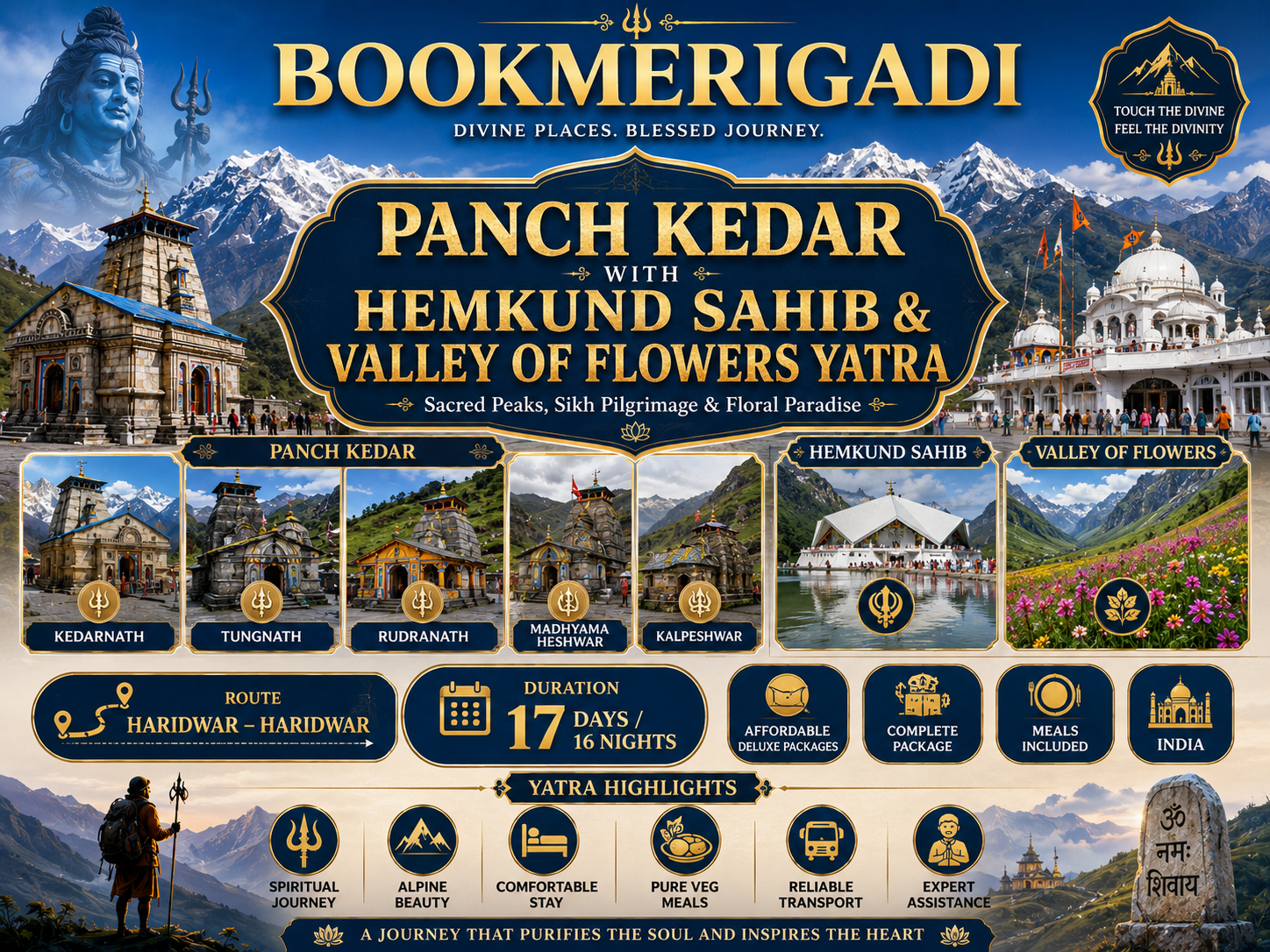 PANCH KEDAR WITH HEMKUND SAHIB & VALLEY OF FLOWERS YATRA Haridwar – Haridwar | 17 Days / 16 Nights